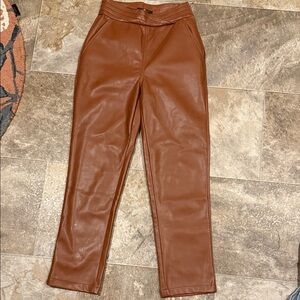 7 For All Mankind Brown Faux Leather Pants